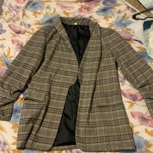 Plaid blazer with pockets